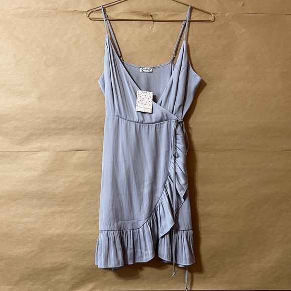 Free People | NWT All My Love Shine Wrap Slip Mini Dress Smokey Lilac Size XS - Picture 1 of 12